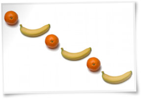 Identifying patterns: orange, banana, orange, banana, orange, banana