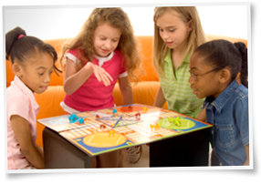 Children playing a board game