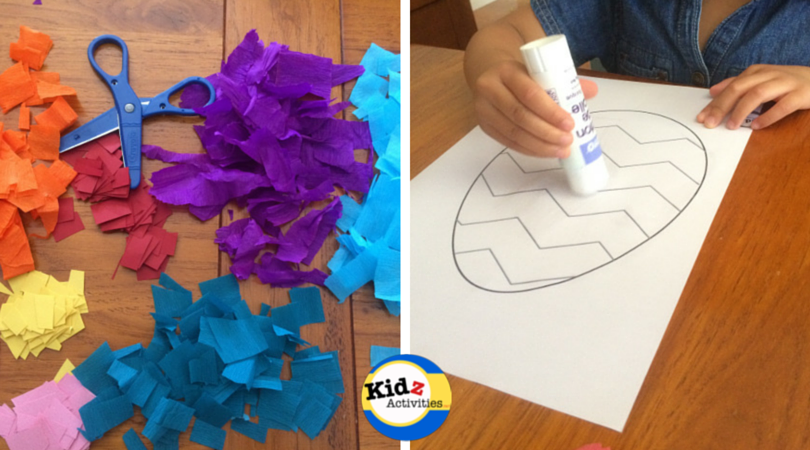 Cutting and sticking printable Easter eggs by Kidz Activities